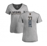 NHL Women Adidas Vegas Golden Knights #77 Brad Hunt Gray Backer Slim Fit V-Neck T-Shirt