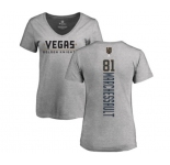 NHL Women Adidas Vegas Golden Knights #81 Jonathan Marchessault Gray Backer Slim Fit V-Neck T-Shirt