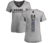 NHL Women Adidas Vegas Golden Knights #84 Mikhail Grabovski Gray Backer Slim Fit V-Neck T-Shirt