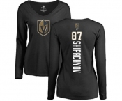 NHL Women Adidas Vegas Golden Knights #87 Vadim Shipachyov Black Backer Slim Fit Long Sleeve T-Shirt