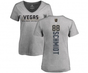 NHL Women Adidas Vegas Golden Knights #88 Nate Schmidt Gray Backer Slim Fit V-Neck T-Shirt