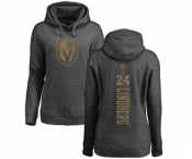 NHL Women Adidas Vegas Golden Knights #24 Oscar Lindberg Charcoal One Color Backer Pullover Hoodie