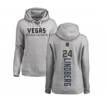 NHL Women Adidas Vegas Golden Knights #24 Oscar Lindberg Gray Backer Pullover Hoodie