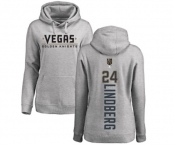 NHL Women Adidas Vegas Golden Knights #24 Oscar Lindberg Gray Backer Pullover Hoodie