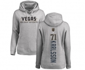 NHL Women Adidas Vegas Golden Knights #71 William Karlsson Gray Backer Pullover Hoodie