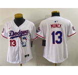 Women's Los Angeles Dodgers #13 Max Muncy White Hello Kitty Night 2025 World Series Champions Patch Stitched Baseball Jersey