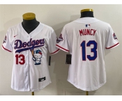 Women's Los Angeles Dodgers #13 Max Muncy White Hello Kitty Night 2025 World Series Champions Patch Stitched Baseball Jersey