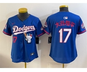 Women's Los Angeles Dodgers #17 大谷翔平 Royal Hello Kitty Night 2025 World Series Champions Patch Stitched Baseball Jersey