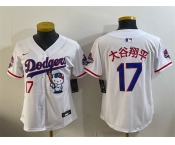 Women's Los Angeles Dodgers #17 大谷翔平 White Hello Kitty Night 2025 World Series Champions Patch Stitched Baseball Jersey