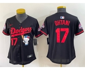 Women's Los Angeles Dodgers #17 Shohei Ohtani Black Hello Kitty Night 2025 World Series Champions Patch Stitched Baseball Jersey