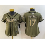 Women's Los Angeles Dodgers #17 Shohei Ohtani Olive 2026 Armed Forces Day Stitched Baseball Jersey