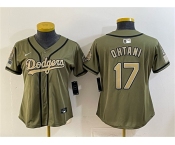 Women's Los Angeles Dodgers #17 Shohei Ohtani Olive 2026 Armed Forces Day Stitched Baseball Jersey