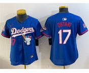 Women's Los Angeles Dodgers #17 Shohei Ohtani Royal Hello Kitty Night 2025 World Series Champions Patch Stitched Baseball Jersey
