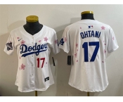 Women's Los Angeles Dodgers #17 Shohei Ohtani White 2025 World Series Champions Patch Tokyo Series Limited Stitched Baseball Jersey
