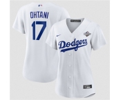 Women's Los Angeles Dodgers #17 Shohei Ohtani White 2025 World Series Home Cool Base Stitched Baseball Jersey