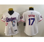 Women's Los Angeles Dodgers #17 Shohei Ohtani White Hello Kitty Night 2025 World Series Champions Patch Stitched Baseball Jersey