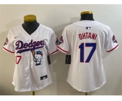 Women's Los Angeles Dodgers #17 Shohei Ohtani White Hello Kitty Night 2025 World Series Champions Patch Stitched Baseball Jersey