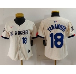 Women's Los Angeles Dodgers #18 Yoshinobu Yamamoto Number Cream 2024 City Connect Limited Stitched Jerseys