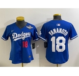 Women's Los Angeles Dodgers #18 Yoshinobu Yamamoto Royal 2025 World Series Patch Limited Stitched Baseball Jersey