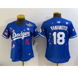 Women's Los Angeles Dodgers #18 Yoshinobu Yamamoto Royal 2025 World Series Patch Tokyo Series Limited Stitched Baseball Jersey