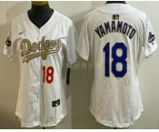 Women's Los Angeles Dodgers #18 Yoshinobu Yamamoto White Gold Champions Limited Jersey