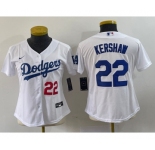 Women's Los Angeles Dodgers #22 Clayton Kershaw Number White Stitched MLB Cool Base Nike Jersey