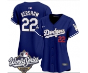 Women's Los Angeles Dodgers #22 Clayton Kershaw Royal 2025 World Series Limited Stitched Baseball Jersey