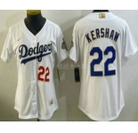 Women's Los Angeles Dodgers #22 Clayton Kershaw White 2026 Gold Collection Stadium Jersey