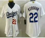 Women's Los Angeles Dodgers #22 Clayton Kershaw White 2026 Gold Collection Stadium Jersey