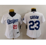 Women's Los Angeles Dodgers #23 Kirk Gibson Number White Cool Base Stitched Jersey