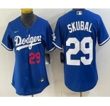 Women's Los Angeles Dodgers #29 Tarik Skubal Blue Cool Base Stitched Jersey