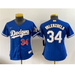 Women's Los Angeles Dodgers #34 Fernando Valenzuela Royal 2026 Alternate Gold Collection Stadium Stitched Baseball Jersey