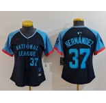 Women's Los Angeles Dodgers #37 Teoscar Hernandez Number Navy 2024 All Star Limited Stitched Jersey
