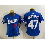 Women's Los Angeles Dodgers #47 Ben Rortvedt Royal 2025 World Series Champions Limited Stitched Baseball Jersey