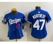 Women's Los Angeles Dodgers #47 Ben Rortvedt Royal 2025 World Series Champions Limited Stitched Baseball Jersey
