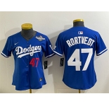 Women's Los Angeles Dodgers #47 Ben Rortvedt Royal 2025 World Series Limited Stitched Baseball Jersey