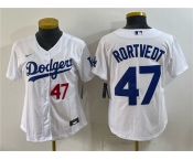 Women's Los Angeles Dodgers #47 Ben Rortvedt White Cool Base Stitched Baseball Jersey