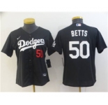 Women's Los Angeles Dodgers #50 Mookie Betts Black Stitched Baseball Jersey