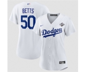 Women's Los Angeles Dodgers #50 Mookie Betts White 2025 World Series Home Cool Base Stitched Baseball Jersey