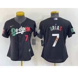 Women's Los Angeles Dodgers #7 Julio Urias Black Mexico Number 2020 World Series Cool Base Nike Jersey
