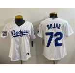 Women's Los Angeles Dodgers #72 Miguel Rojas White 2025 World Series Champions Home Cool Base Stitched Baseball Jersey
