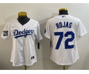 Women's Los Angeles Dodgers #72 Miguel Rojas White 2025 World Series Champions Home Cool Base Stitched Baseball Jersey