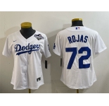 Women's Los Angeles Dodgers #72 Miguel Rojas White 2025 World Series Home Cool Base Stitched Baseball Jersey