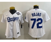 Women's Los Angeles Dodgers #72 Miguel Rojas White 2025 World Series Home Cool Base Stitched Baseball Jersey