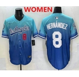Women's Los Angeles Dodgers #8 Enrique Hernandez Blue 2025 City Connect Limited Stitched Jersey