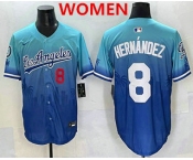 Women's Los Angeles Dodgers #8 Enrique Hernandez Blue 2025 City Connect Limited Stitched Jersey