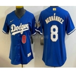 Women's Los Angeles Dodgers #8 Enrique Hernandez Blue 2026 Gold Collection Stadium Jersey