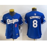 Women's Los Angeles Dodgers #8 Enrique Hernández Blue 2024 Jackie Robinson Patch Limited Stitched Baseball Jersey
