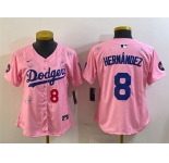 Women's Los Angeles Dodgers #8 Enrique Hernández Pink 2025 Tokyo Series Limited Stitched Baseball Jersey