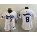 Women's Los Angeles Dodgers #8 Enrique Hernández White 2025 World Series Champions Home Limited Stitched Baseball Jersey